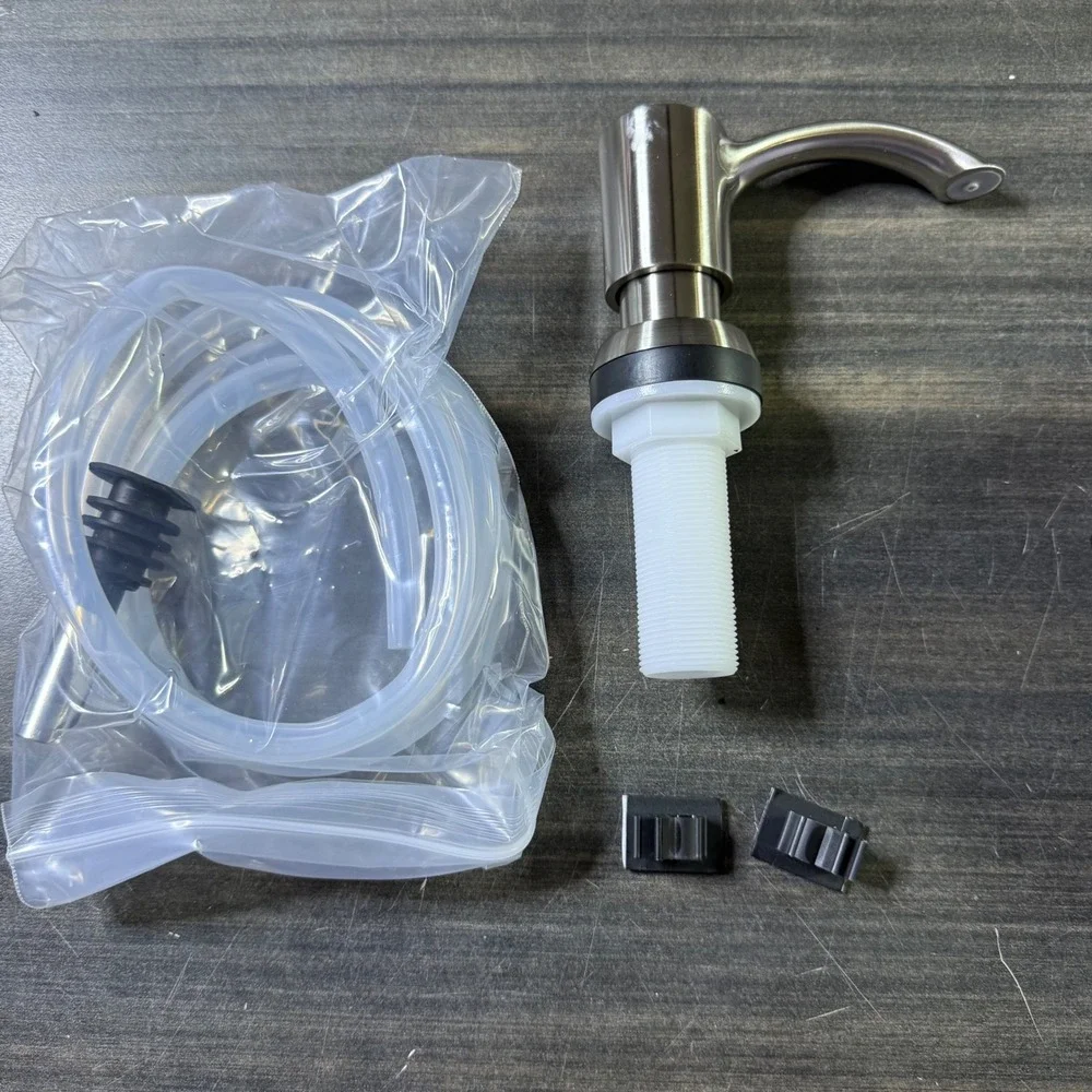 Samodra Brushed Nickel Soap Dispenser with Extension Hose‎ and Mounting Hardware